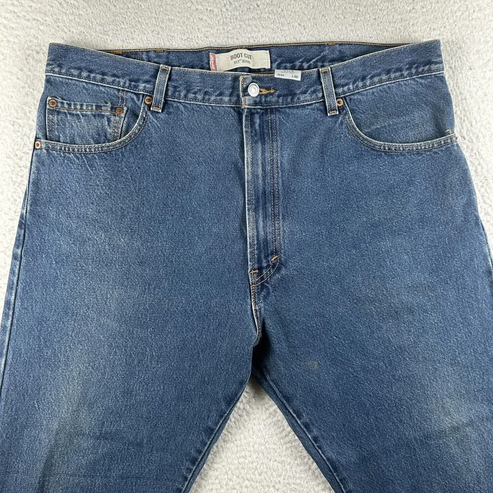 Levis 517 Jeans Mens 40x27 Medium Wash Denim Slim Bootcut Zip Fly Classic Hemmed